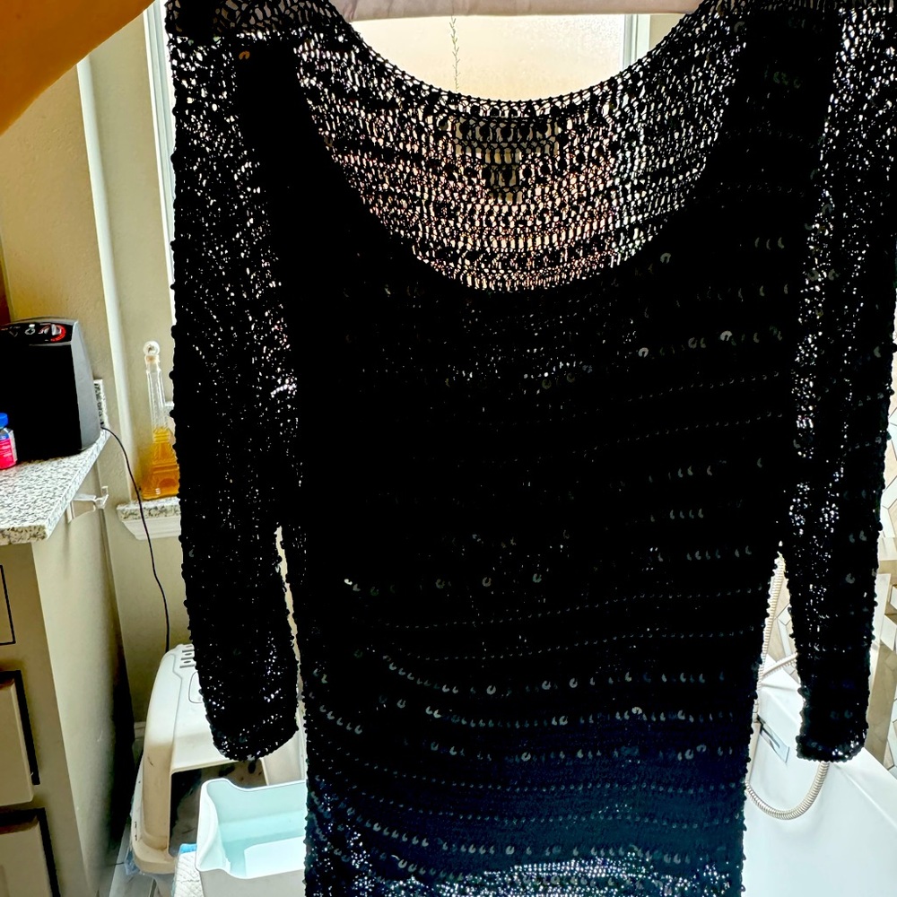 Crochet/Lace like top beads/sequins over shell